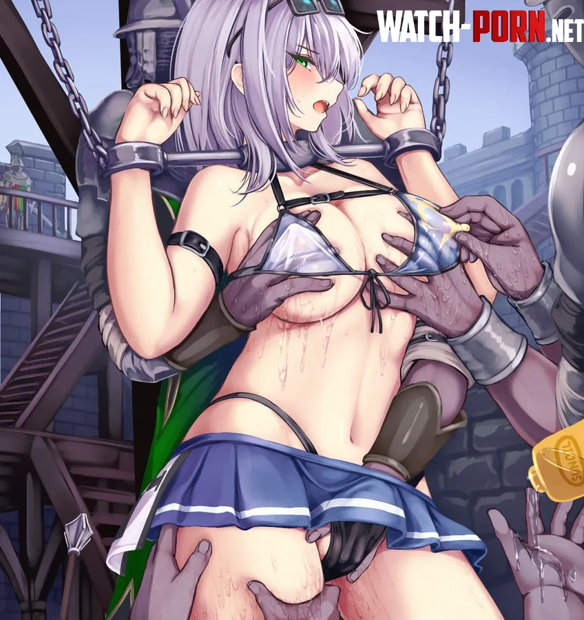 Hololive x ELDEN RING Shirogane Noel displayed and humiliated by Godrick Soldiers in Stormveil Castle Artist monikano by zshu50449