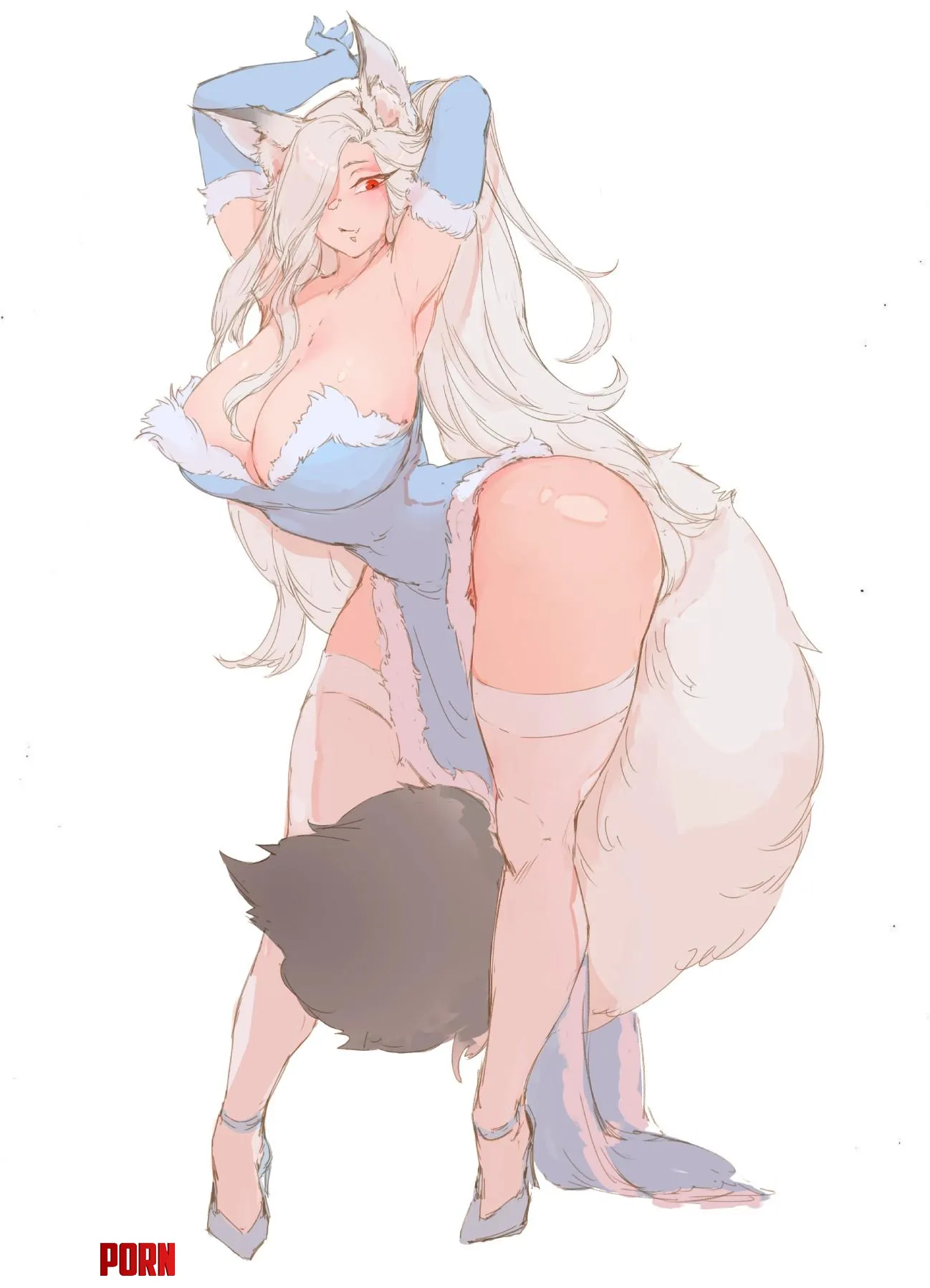 Fluffy snow fox girl Tezy8 ArtOriginal by StarvingArtist2000