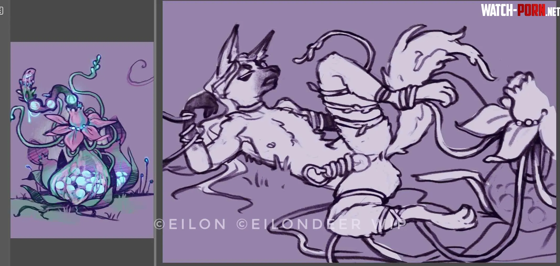 WIP  Tentacle bondage TM art by Eilon by EilonDeer