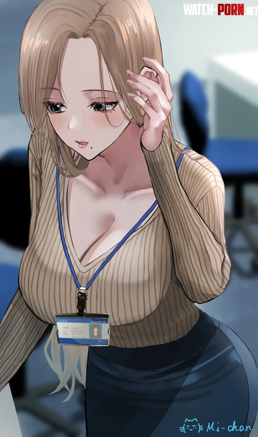 cute OL milf with chin mole original by Zewen_Senpai