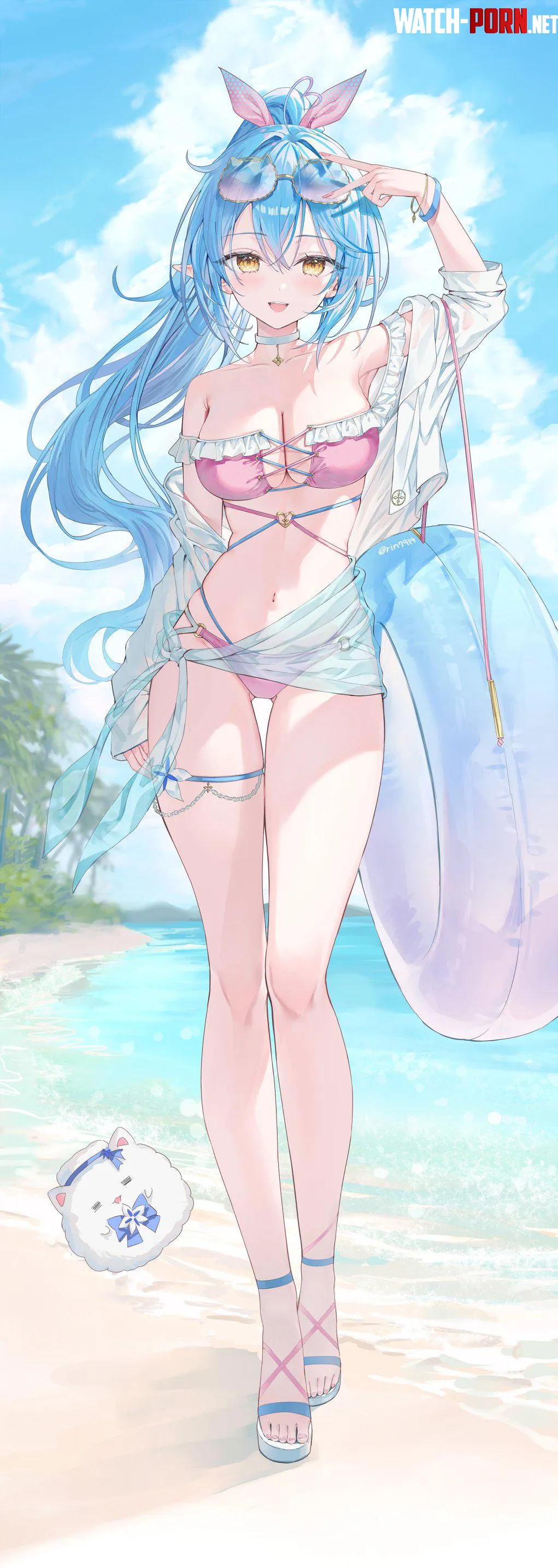 Yukihana Lamy in frilled bikini and sunglasses rin7914 Hololive by elegantloveglimmer