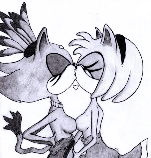 Thumbnail Amy and Blaze Pencil Drawing by Motvinter - SonicPorn Category
