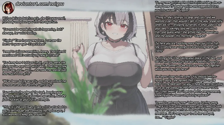 Thumbnail Fish Transformation Part 2: Femdom Fish TF Commission for Beta Losers by Nalgou - Cruel Cuckold Lesbian Pet Play in Hentai Captions