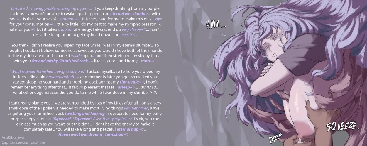 Thumbnail St Trina's Eternal Wet Dream: Elden Ring Flower Girl with Huge Breast and Lactation | Exploring the Themes of Wet Dream, Sleep Play, Poisonous Somnophilia by Artist KiDaEve | Author: cerezas_captions
