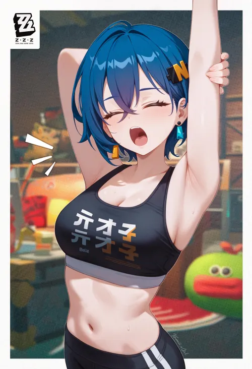 Thumbnail Belle Gym Clothes Stretching: Anime Armpits Exploration by Kelzt-2nd