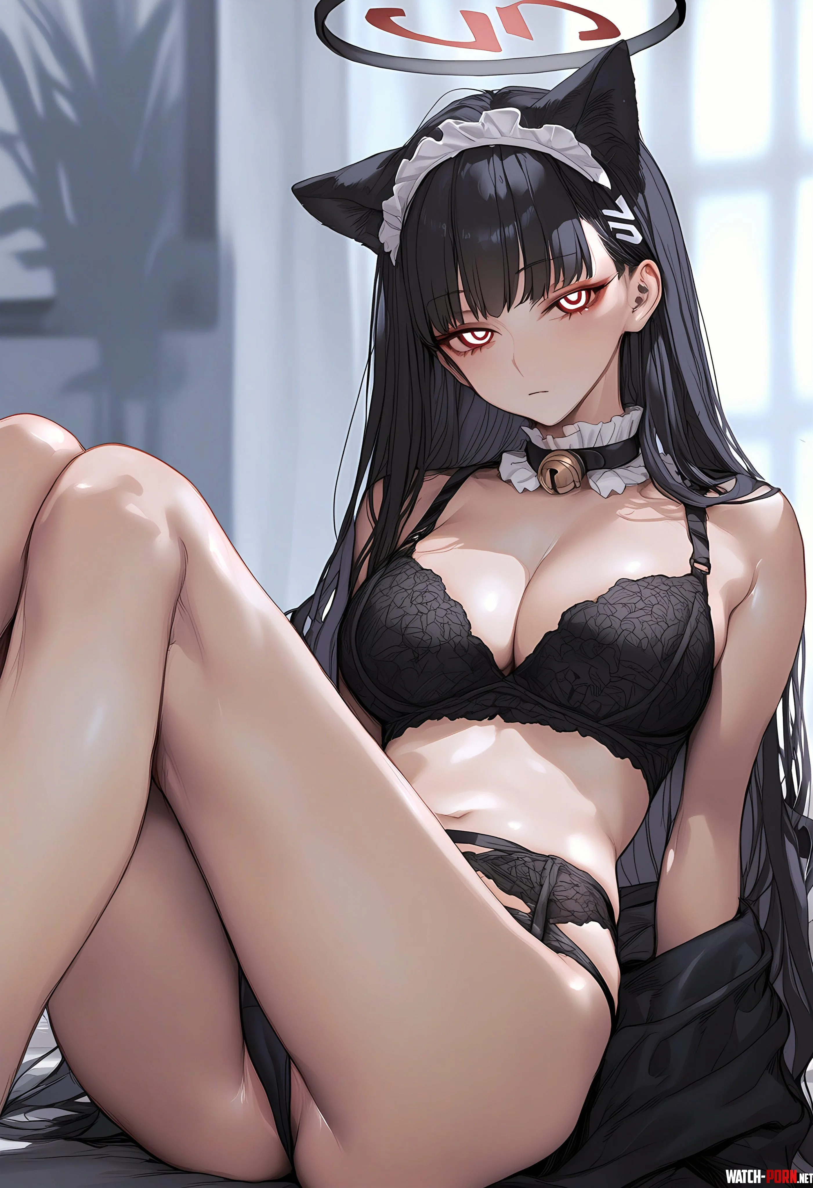 Lingerie Neko Maid Rio Blue Archive by CheetahSperm18