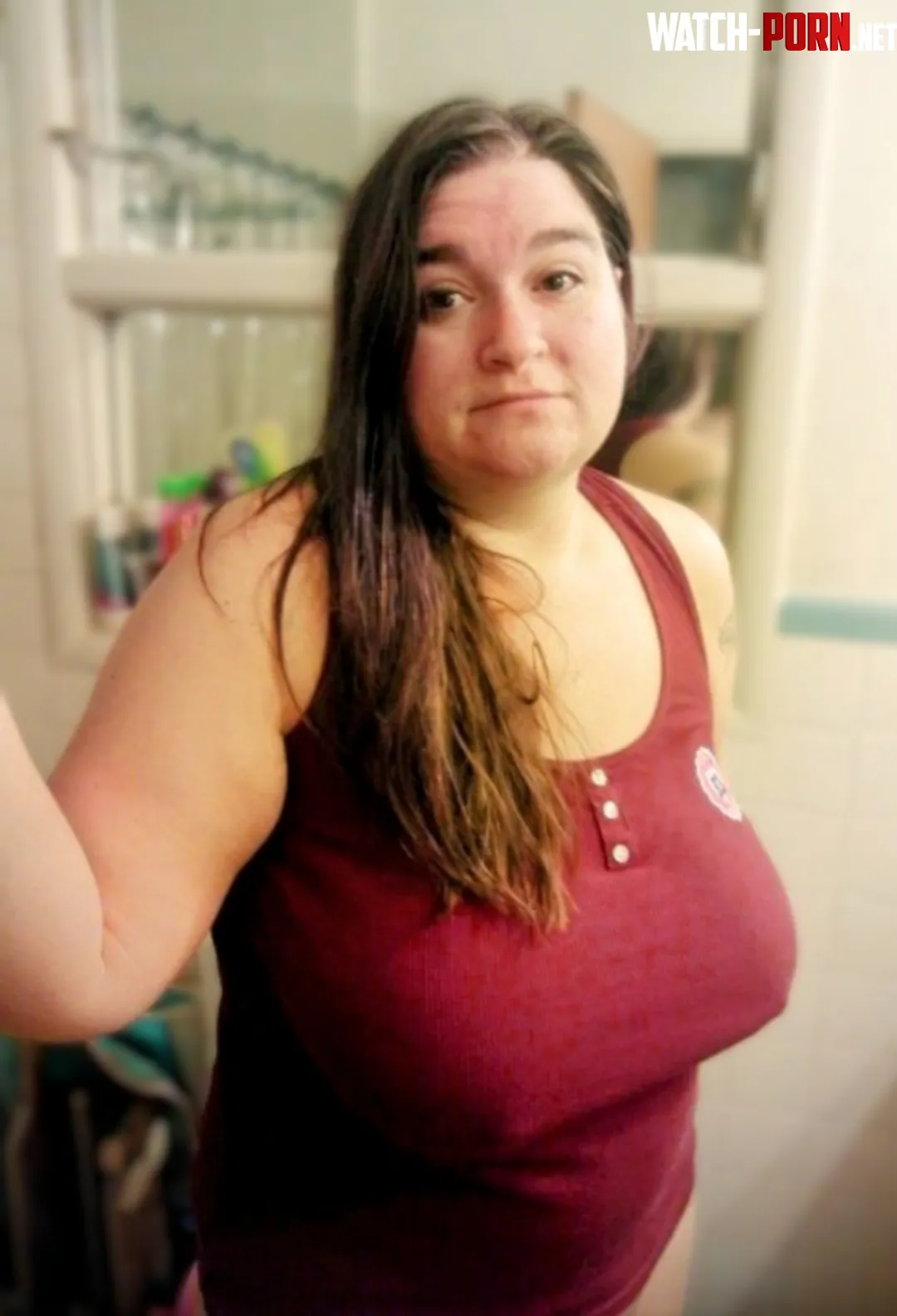 My wife in her dark red tank  by SteelTorch