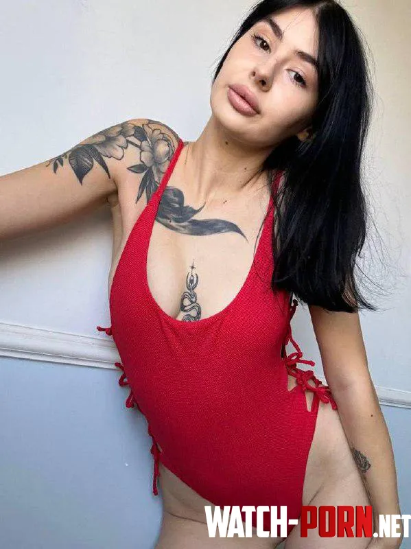 The red swimsuit looks amazing on me by smallboobsbabe