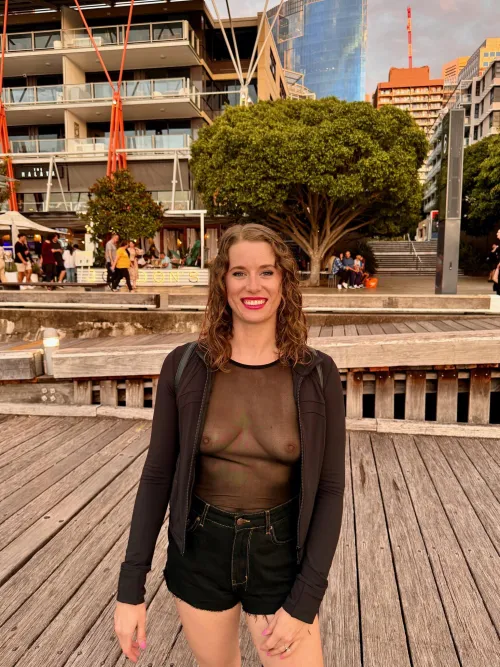 Thumbnail Showing My Tits to Tourists - hotsummersun in seethru