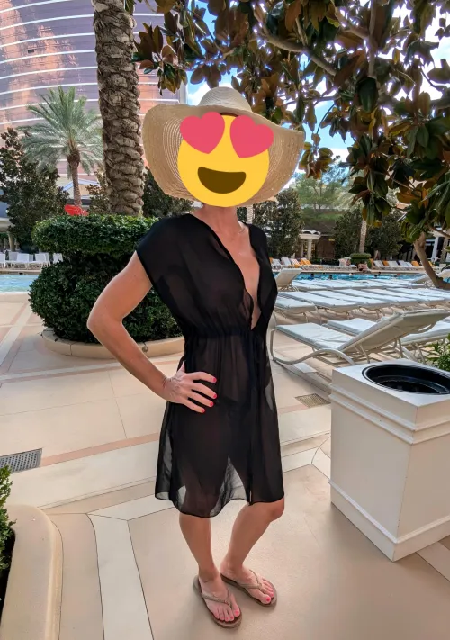 Thumbnail Playful Beach Vibes: Sheer Coverup with No Bikini Top by Captain_5