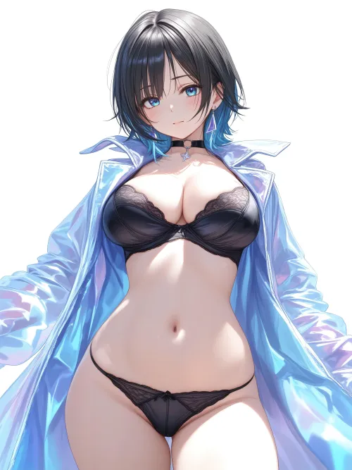 Thumbnail The Allure of Holographic Coat in animemidriff | CheetahSperm18