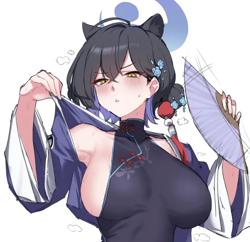 Thumbnail Kaguya Trying to Cool Her Armpits Makarony Blue Archive by Llamanatee | AnimeMILFS Category