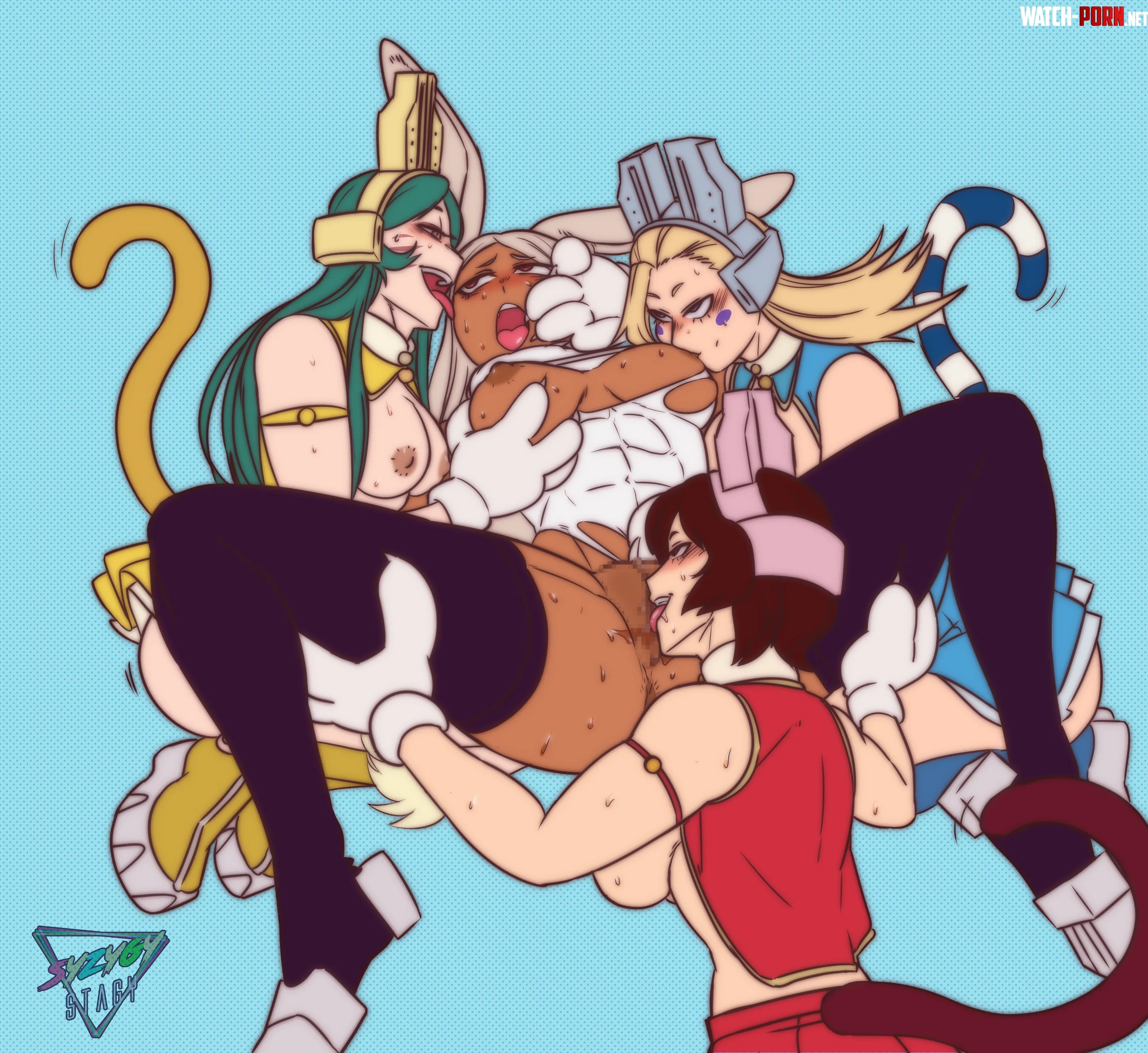 Cats eating rabbit by Otherwise-Vacation63