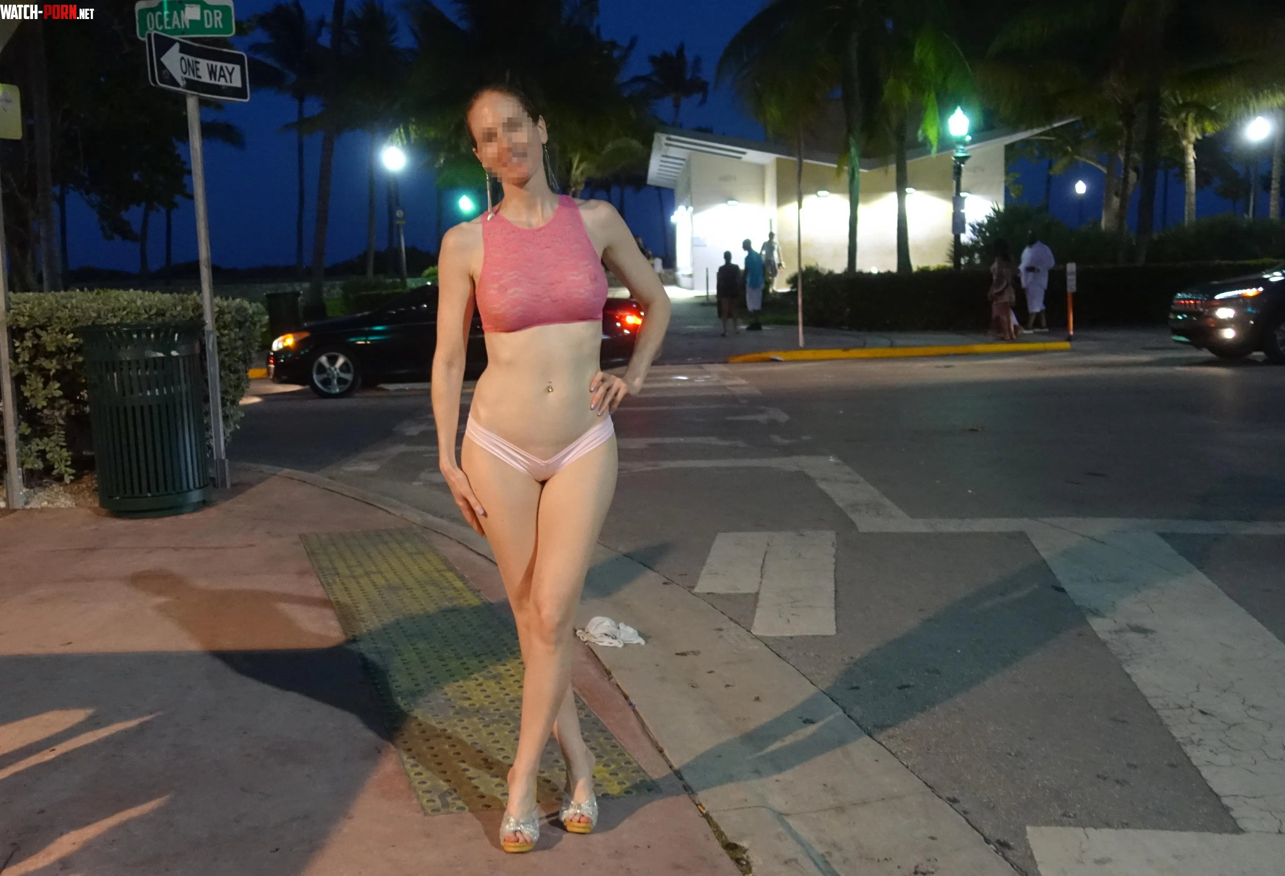 I went out in my sheer top micro shorts and heels  by miaexhib