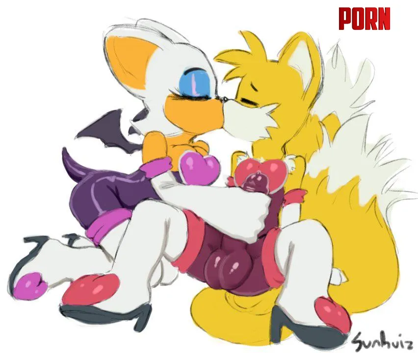 Rouge playing with her femboy Tails Sunhuiz  by Zestyclose_Trip_506