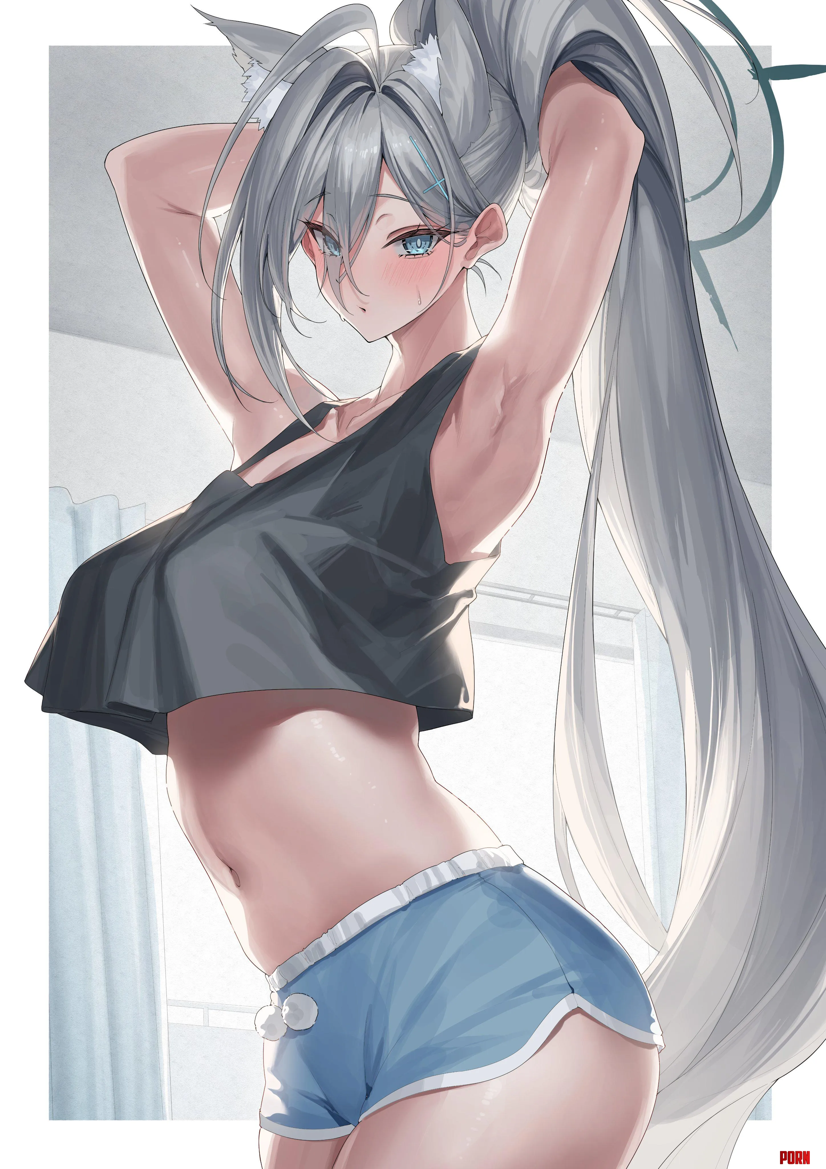 Shiroko Terror in dolphin shorts Yamanokami Eaka Blue Archive by llamanatee