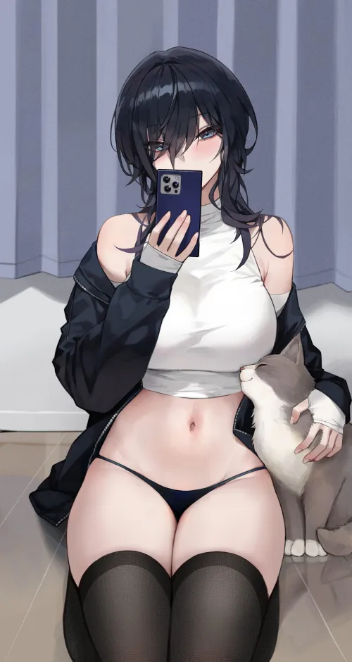Thumbnail Appreciate 'Sleeveless Turtleneck and Smartphone' Art by elegantloveglimmer