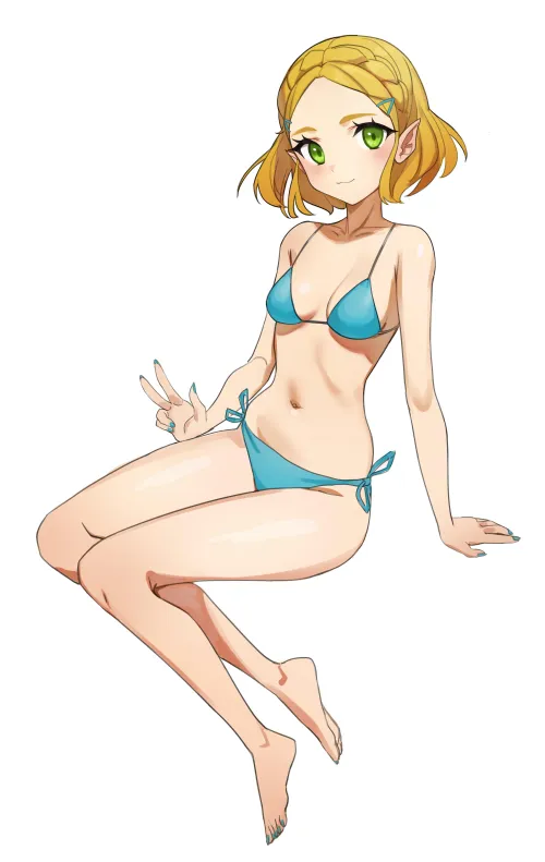 Thumbnail Zelda in a Blue Bikini: A Stunning Illustration by GunShip05