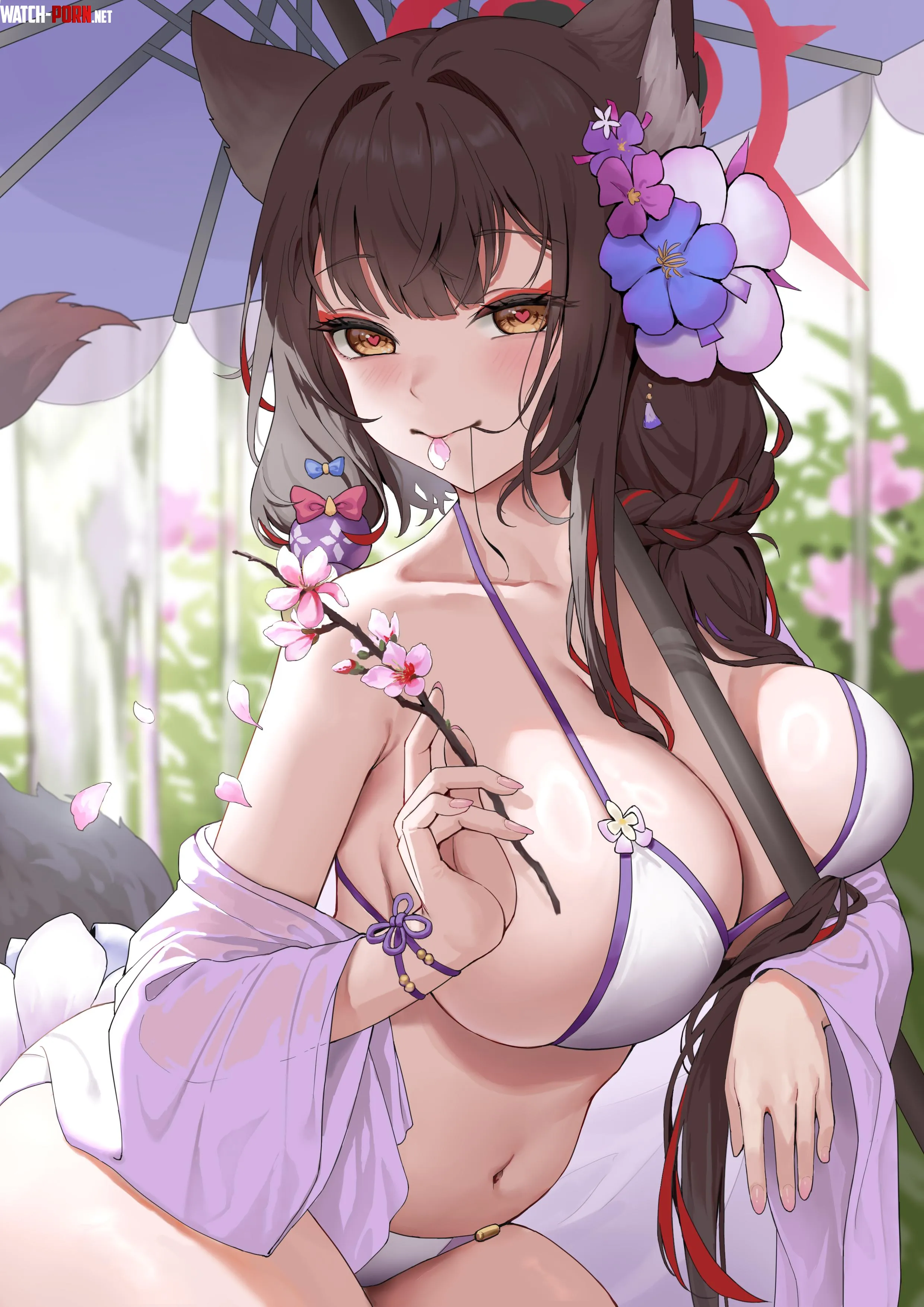 Wakamo with petals  Blue Archive by elegantloveglimmer
