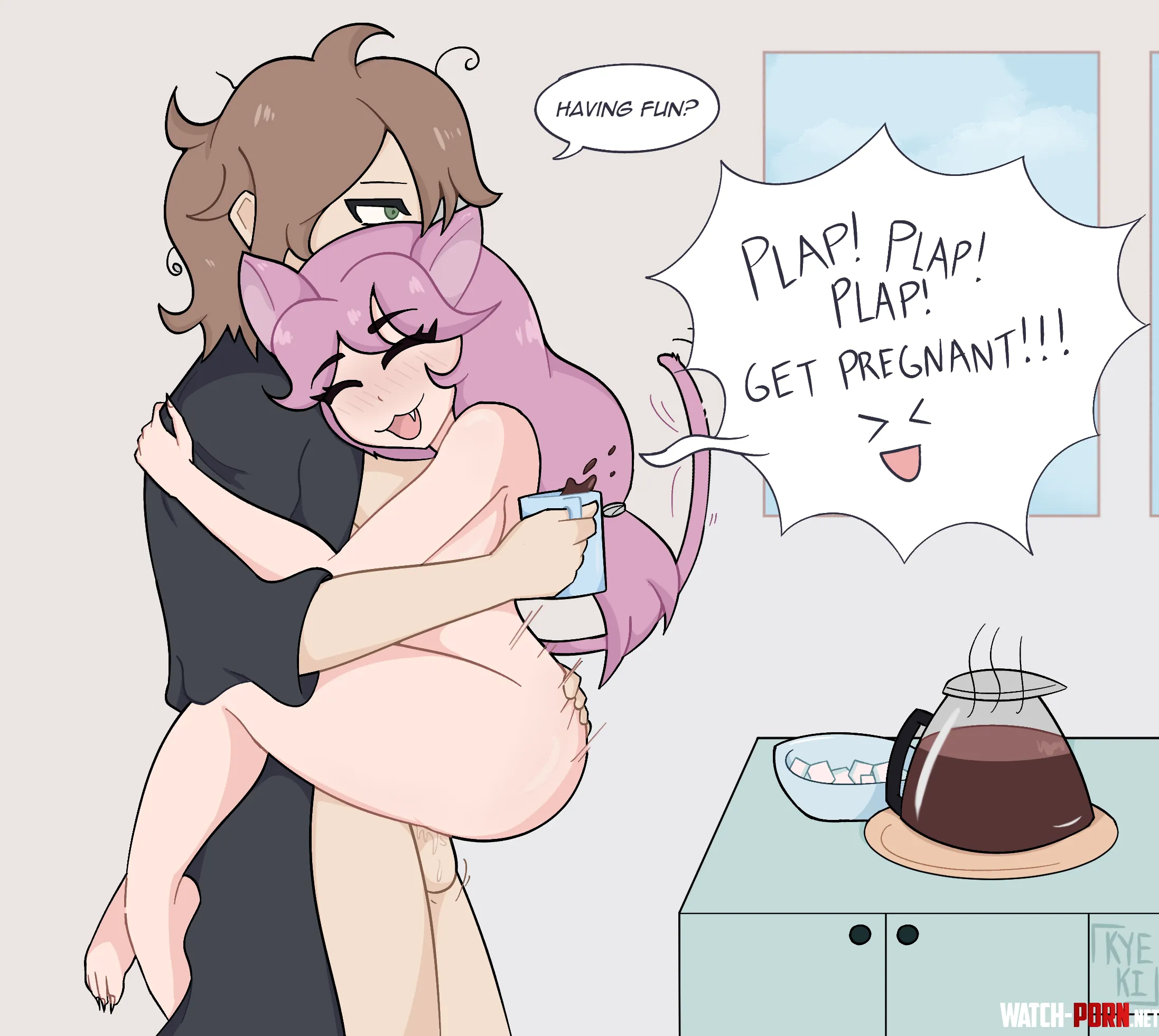 Clingy cat girlfriend by Kye_Ki