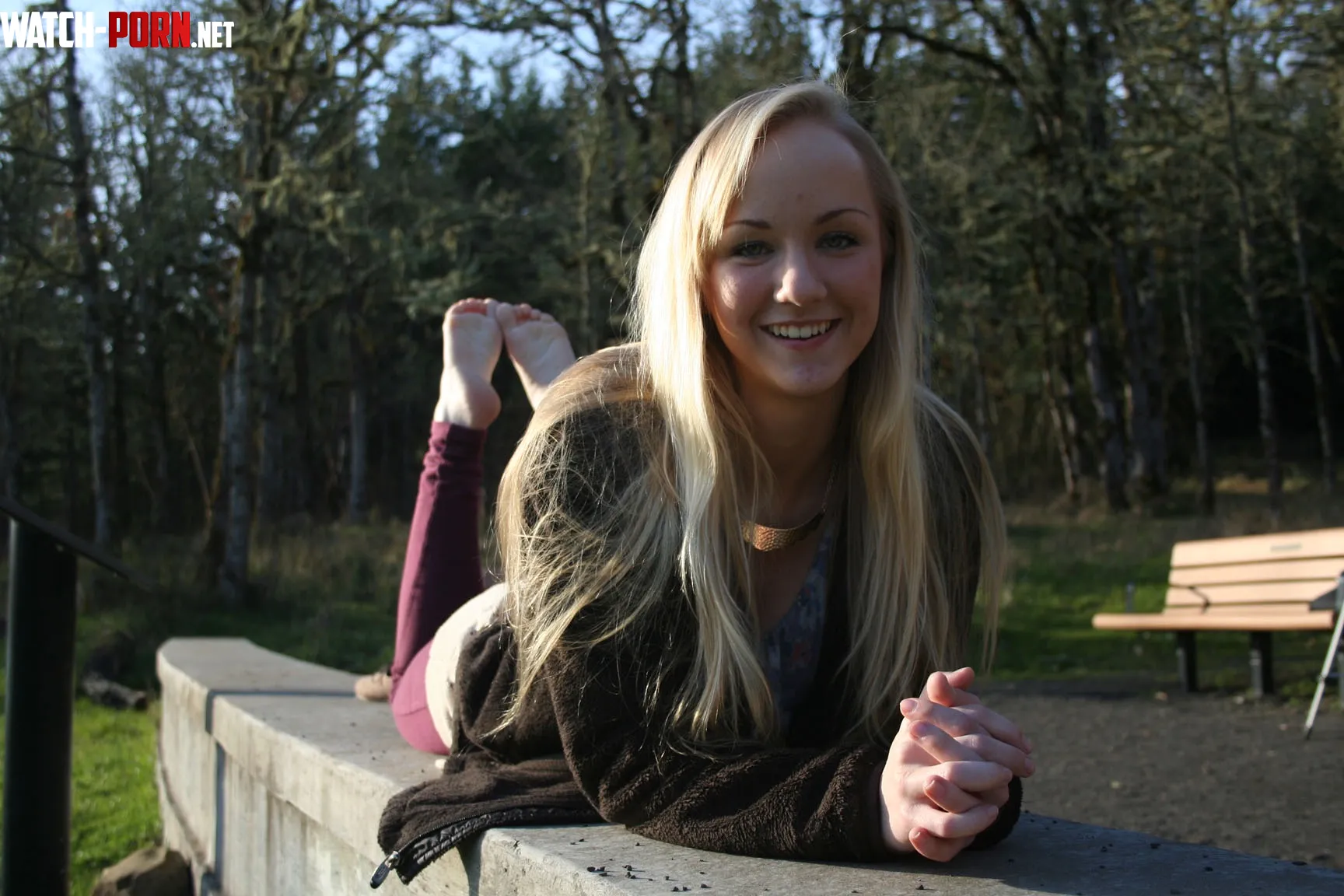 Winter Relaxing on a Bench IUTR by barefeetarebest