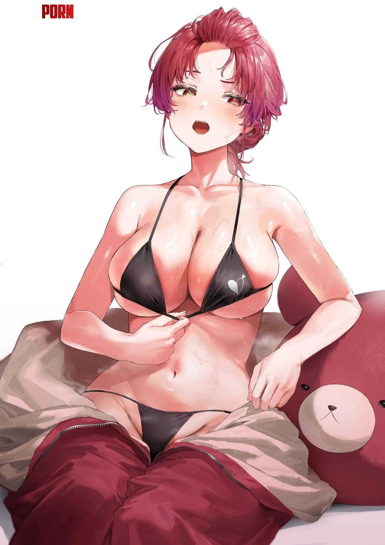 Tugging at her bikini kuroi suna by awesome-pasam