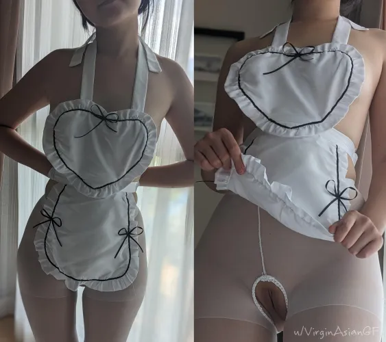 Thumbnail virginasiangf Promises Crotchless Stockings Cleanup in Uninhibited Upskirt