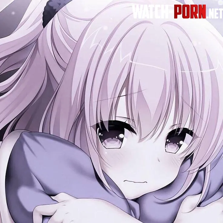 LF Color Source 1girl blue pillow blush closeup closed mouth face hair between eyes hair intakes hair ornament hair scrunchie hugging object long bangs long hair pillow hug pink hair ponytail purple eyes wavy mouth by HentaiSource_Archive