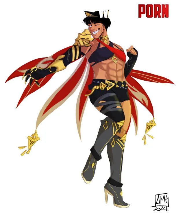My art Naruto x Genshin impact Might guy dressed as Dehya by Competitive_Past9413