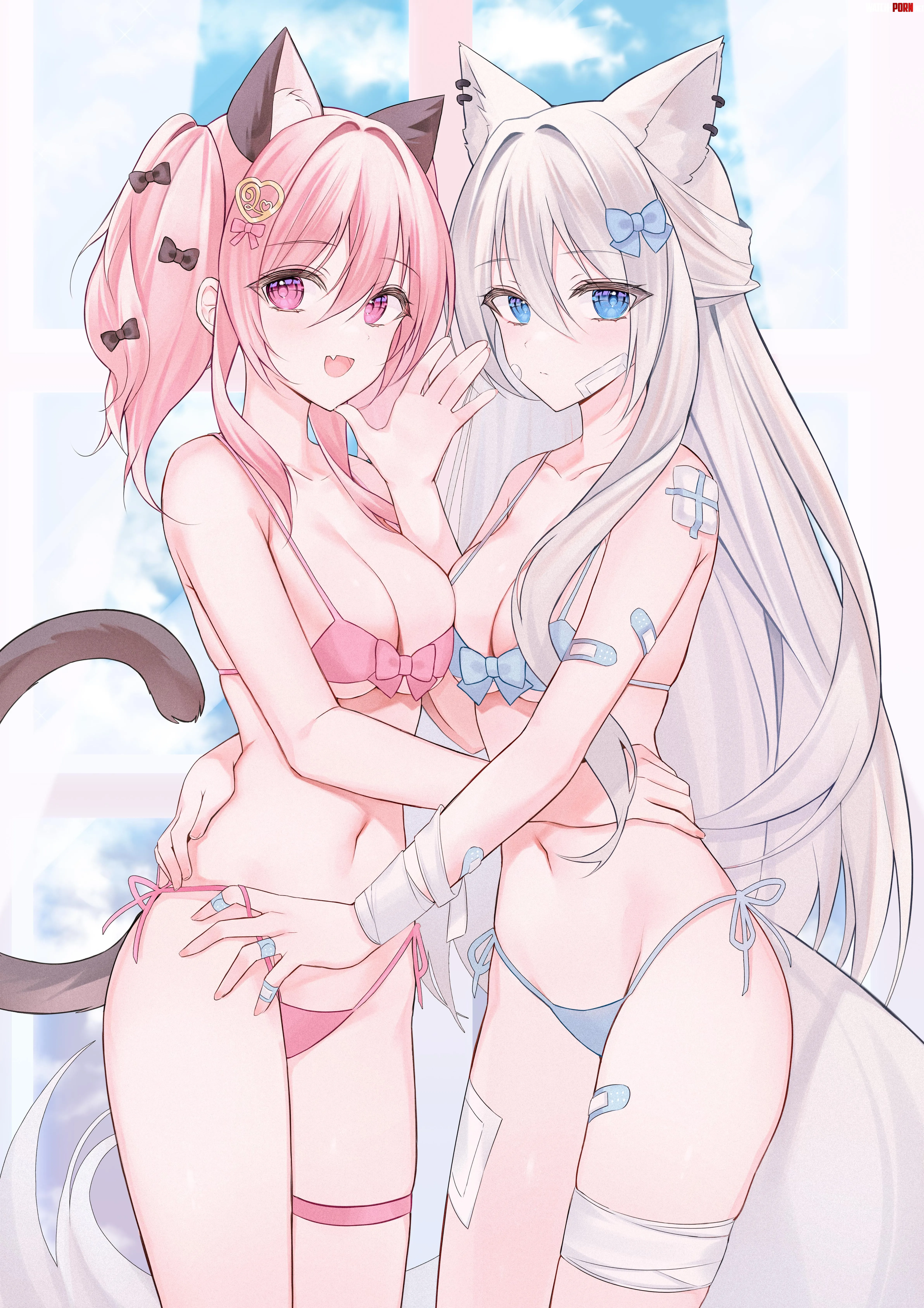 2 cute nekos by feetent