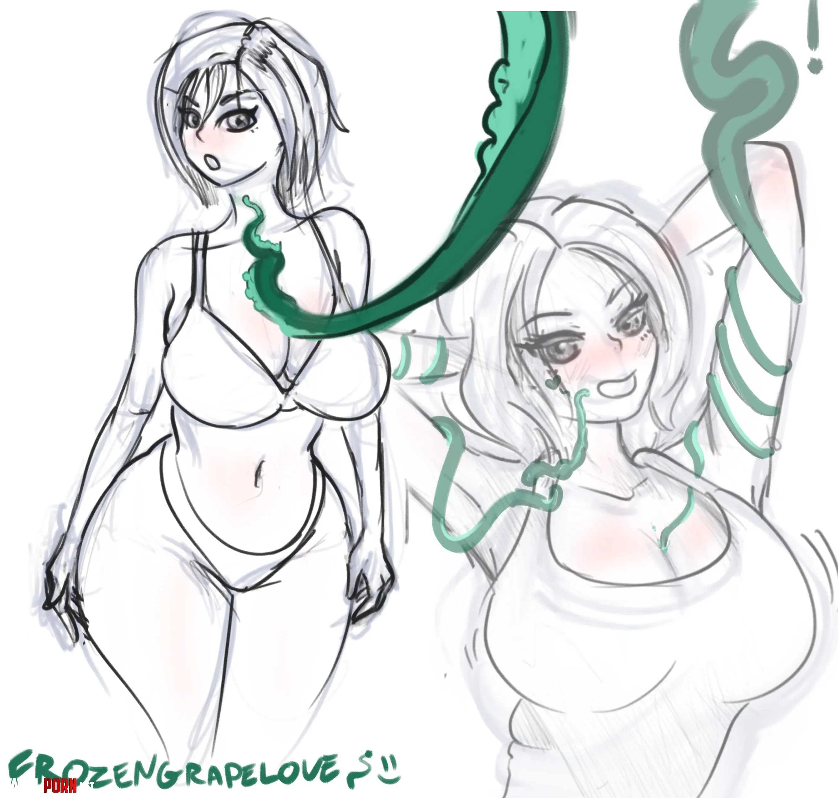 Late night fun getting acquainted with tentacles OC FrozenGrapeLove by frozen_grape_love