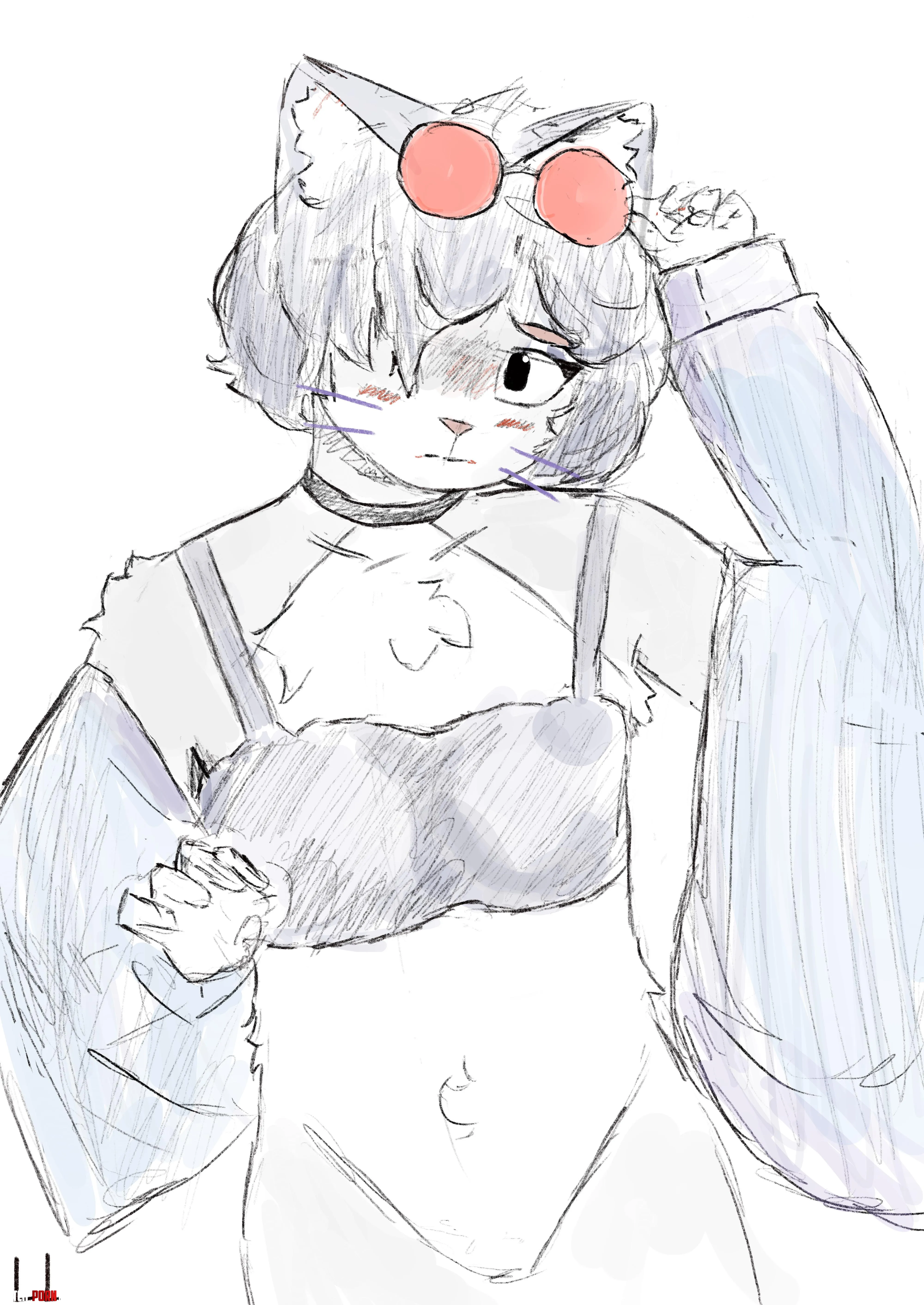 Swimsuit kitty art by me by Thegreatl0
