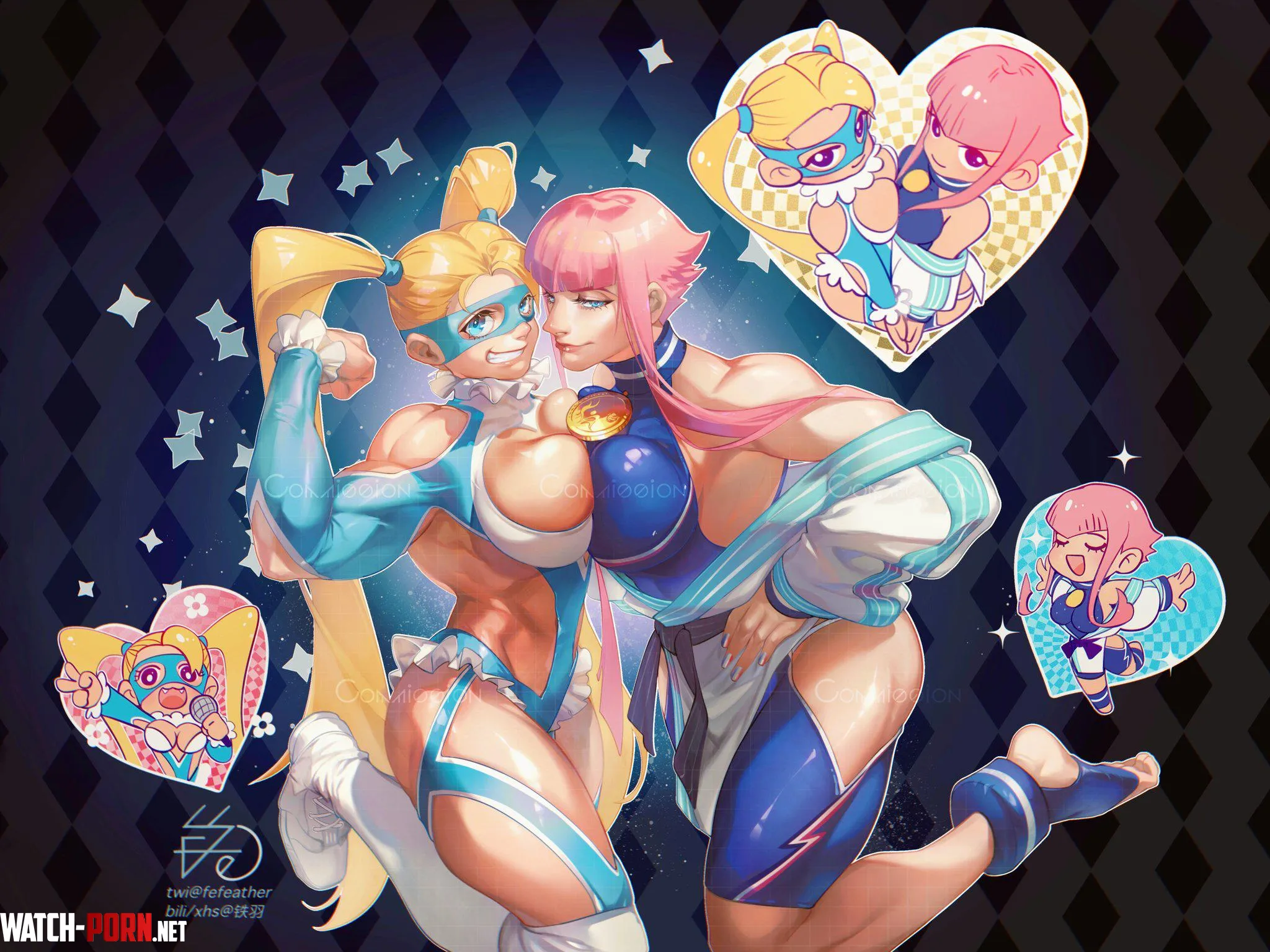 Rainbow Mika and Manon FeFeather Street Fighter by PMatty73