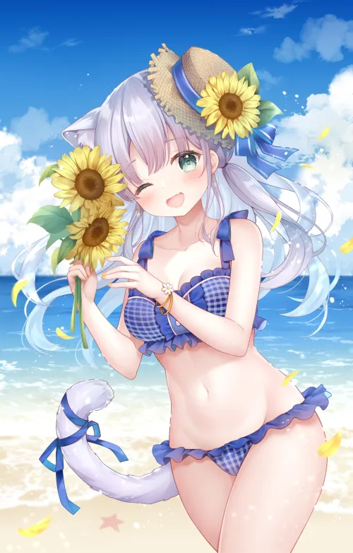 Thumbnail Sunny Beach Day with Momo Moyon - Nekomimi Tranquility Revealed