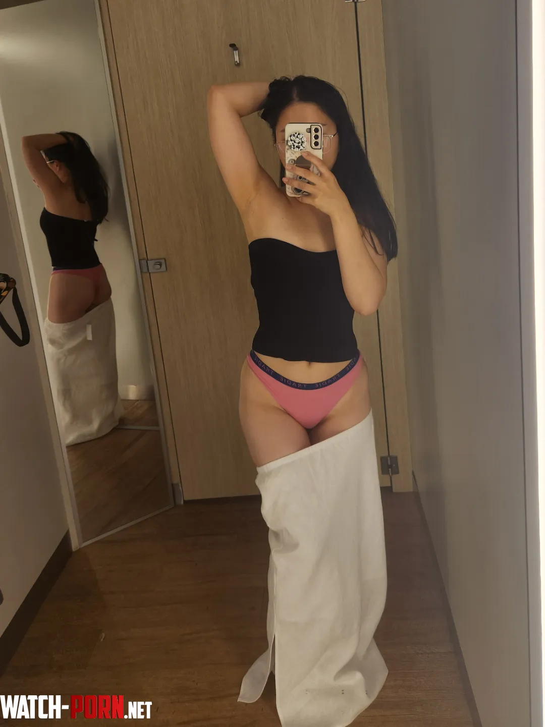 Showing off my thong in the change room by vieravixen