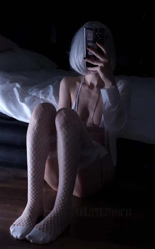 Thumbnail LttlNymph Radiates in White Lace - Girls in Lace Fishnets