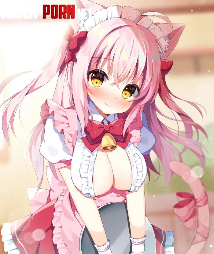 Pinkhaired catgirl waitress Mei Mauve by Arcaeca2