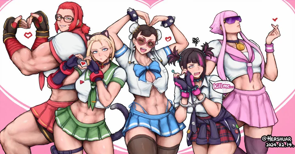 Thumbnail Valentine's Day 'Old School Girls' by hershuar | TheTMoneyMan in fitdrawngirls