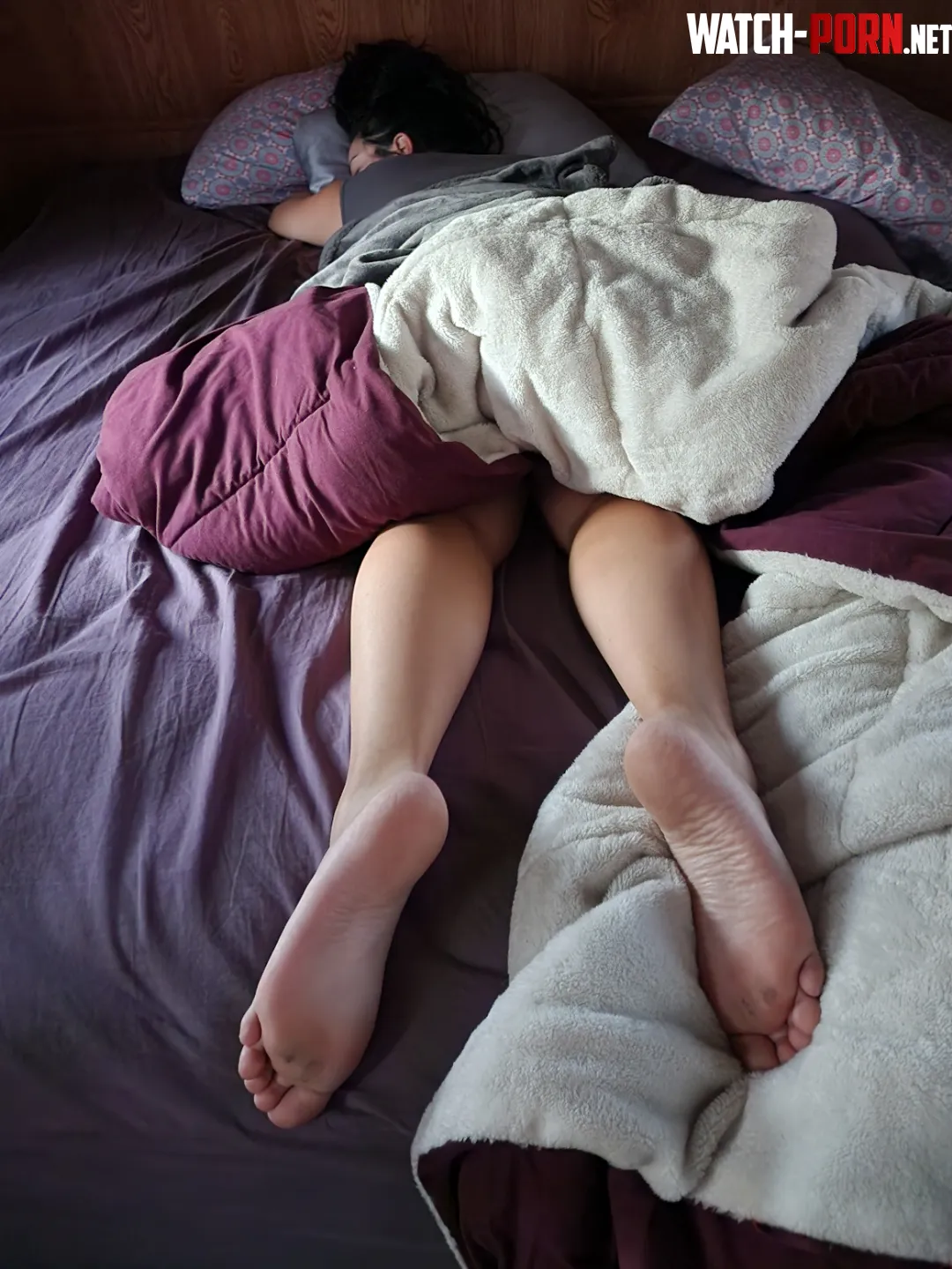 Sleepy wife with her sexy feet out after being filled up for hubby by midwestvixencouple