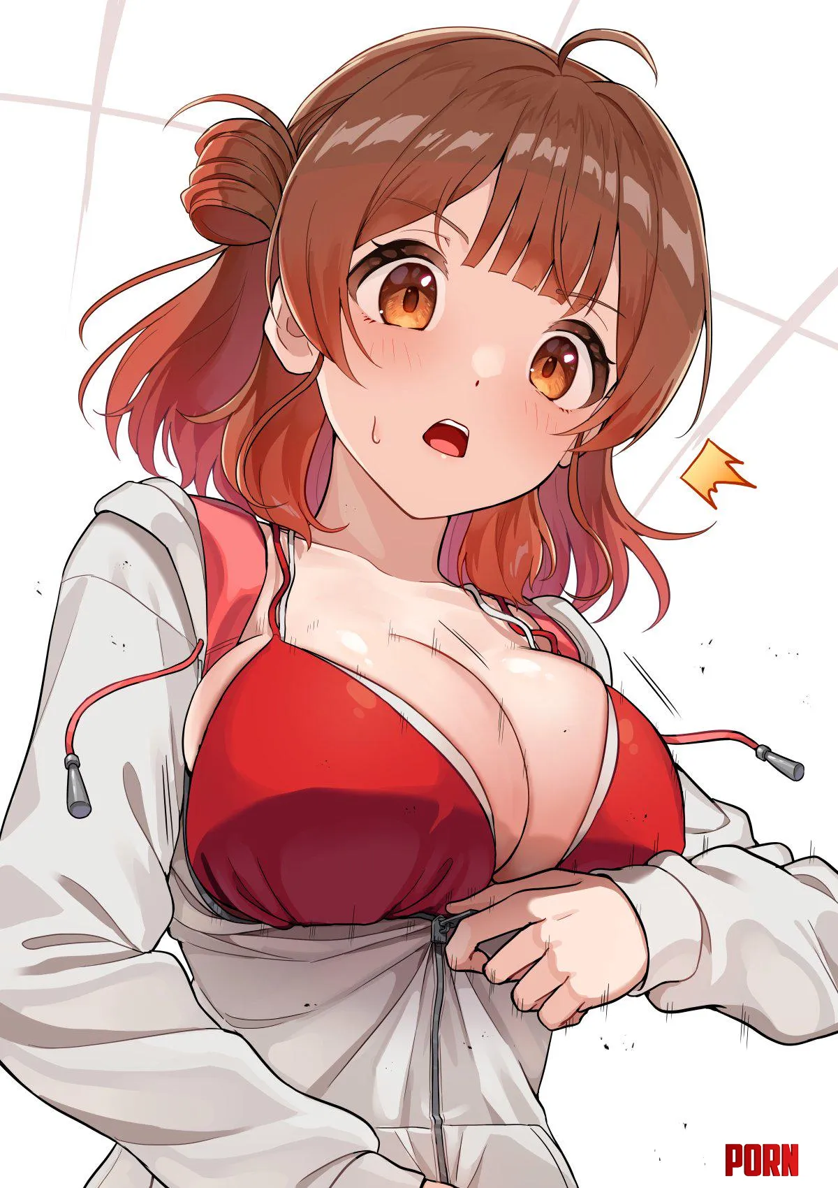 Struggling to zip up her shirt by marxsander2016