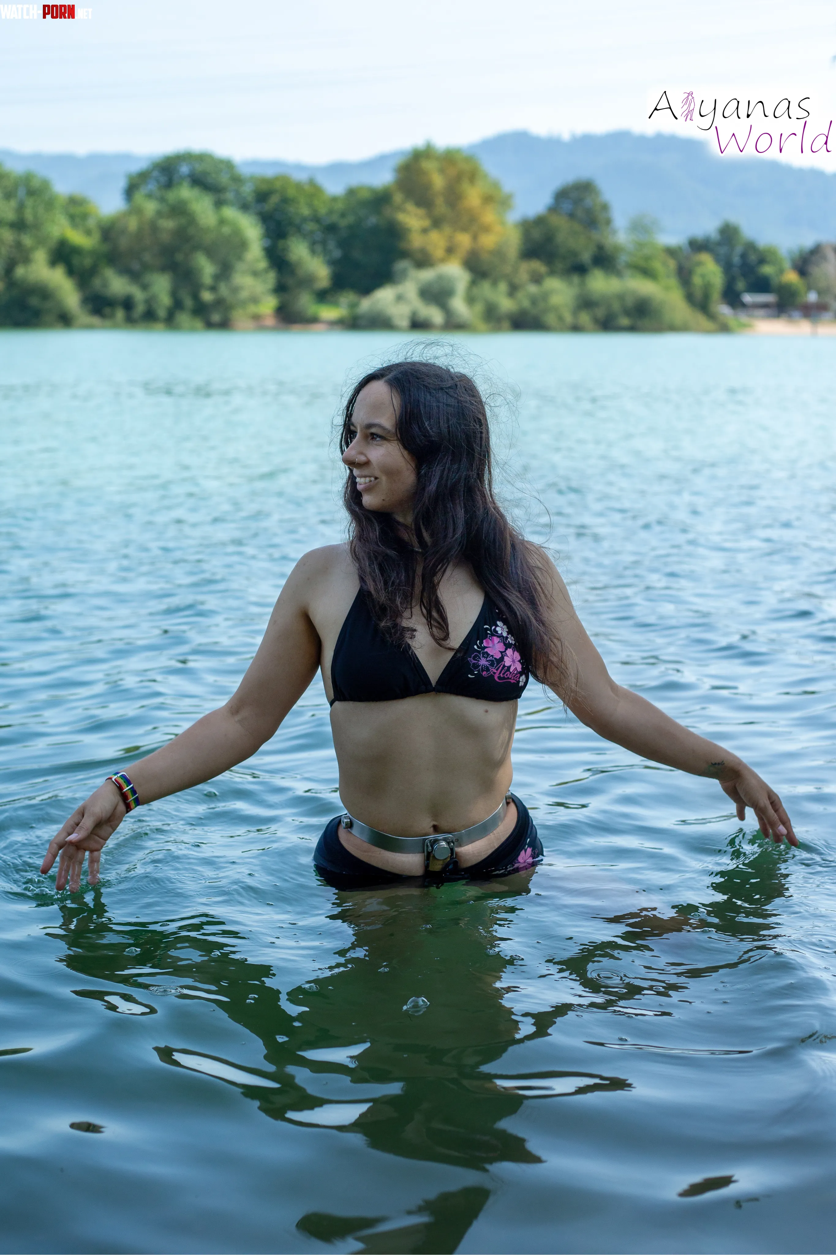 Wearing my Neosteel chastity belt at the lake  by Aiyanas_World