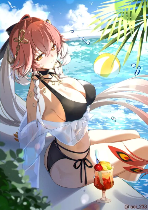 Thumbnail Beach Date with Changli's Adventures - Marxsander2016's Vibrant Swimsuit Piece