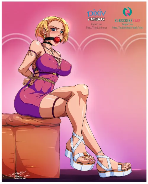 Thumbnail Posing in Tight Latex Dress - StuckHentai Art by Tsinji