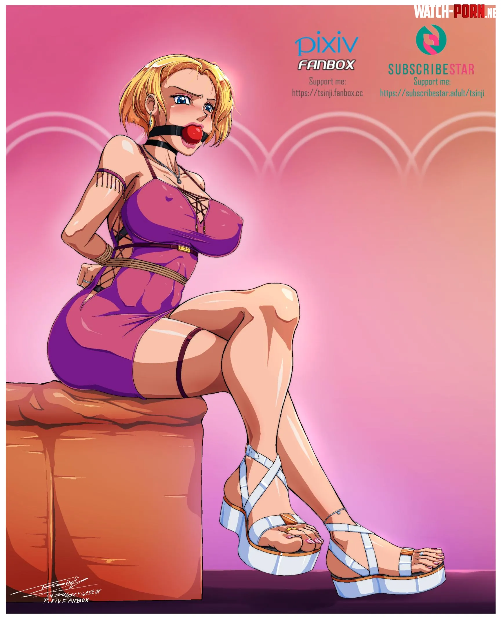 Posing in her Tight Latex Dress by Tsinji