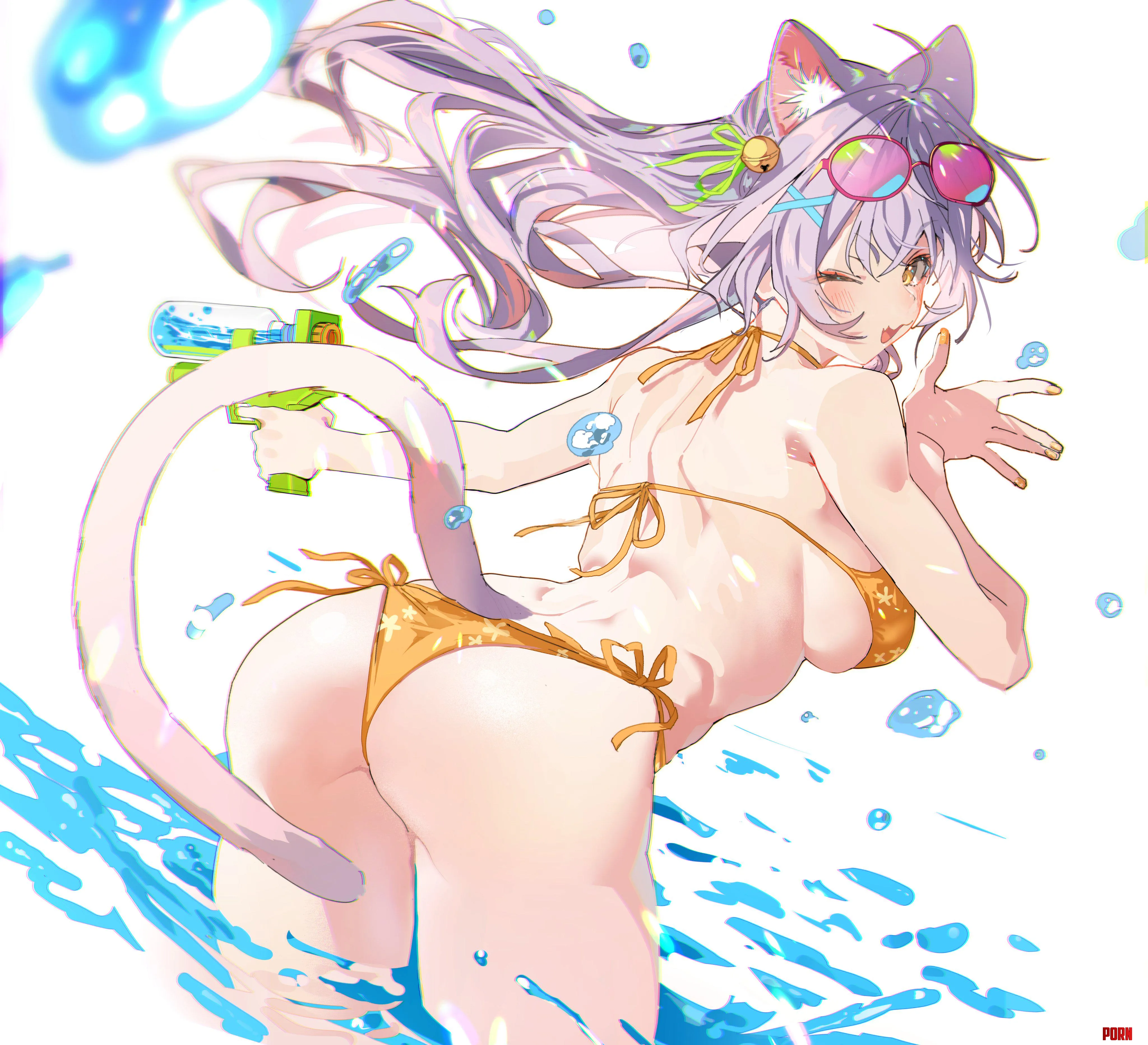 Neko playing in the water by marxsander2016