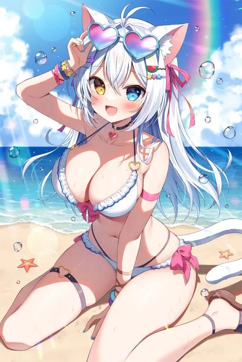 Thumbnail Beach-Loving Catgirl: Discover the Charms of a Feline at the Seaside by marxsander2016