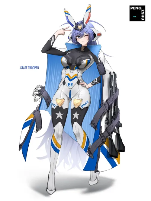 Thumbnail Police Officer New Jersey pengzshu Azur Lane Anime Bodysuit