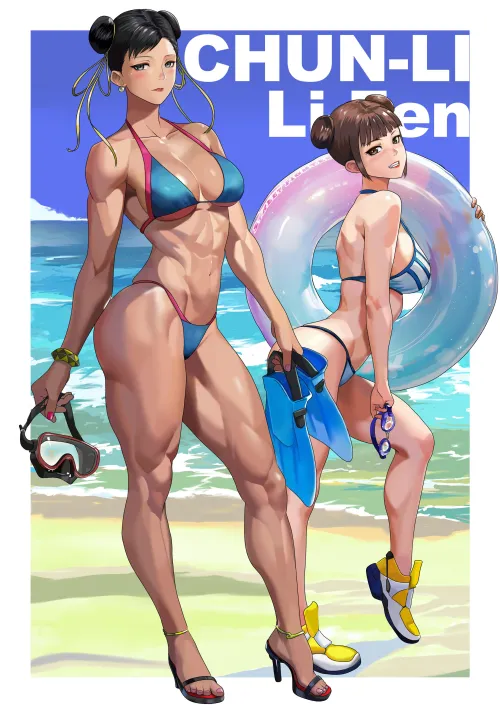 Thumbnail ChunLi and Li Fen YAGI Street Fighter Art in fitdrawngirls