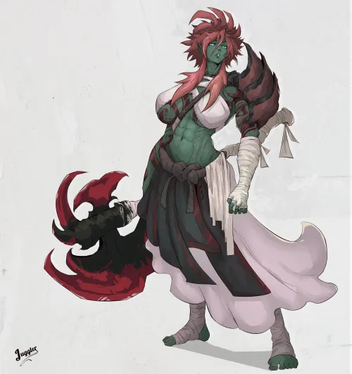 Thumbnail Female Orc SunJuggler Artwork by TheTMoneyMan in fitdrawngirls Category