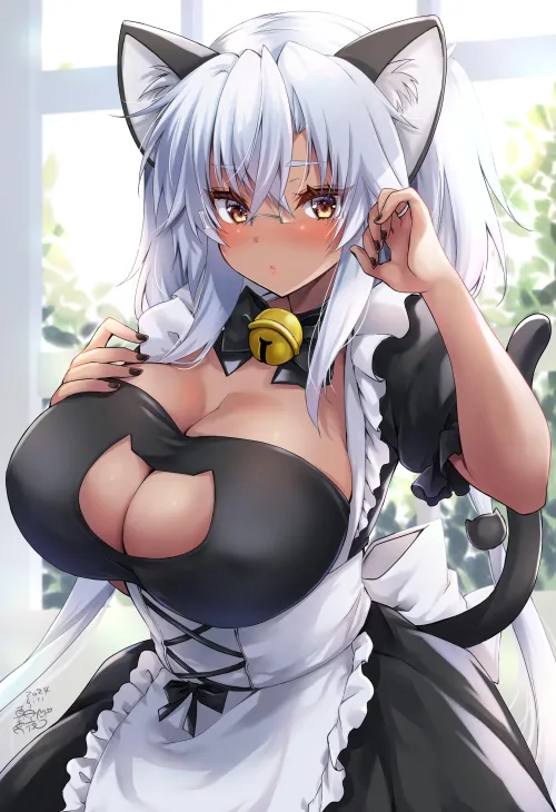 Thumbnail Buxom Darkskinned Catgirl Maid: Unveiling Mashiro Yukiya's Charm by NekoEmiChan